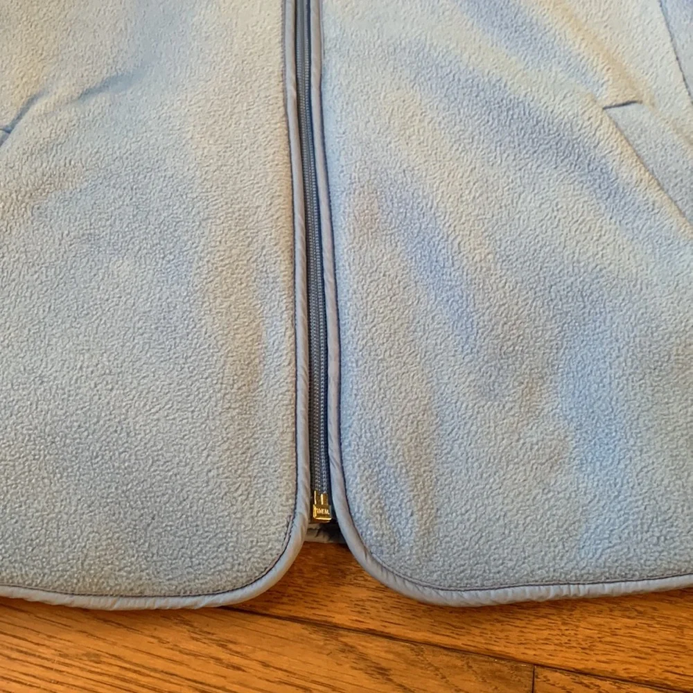 Talbots Fleece Quilted Zip Front Powder Blue Jacket with Nylon Quilting Detail - Picture 5 of 11